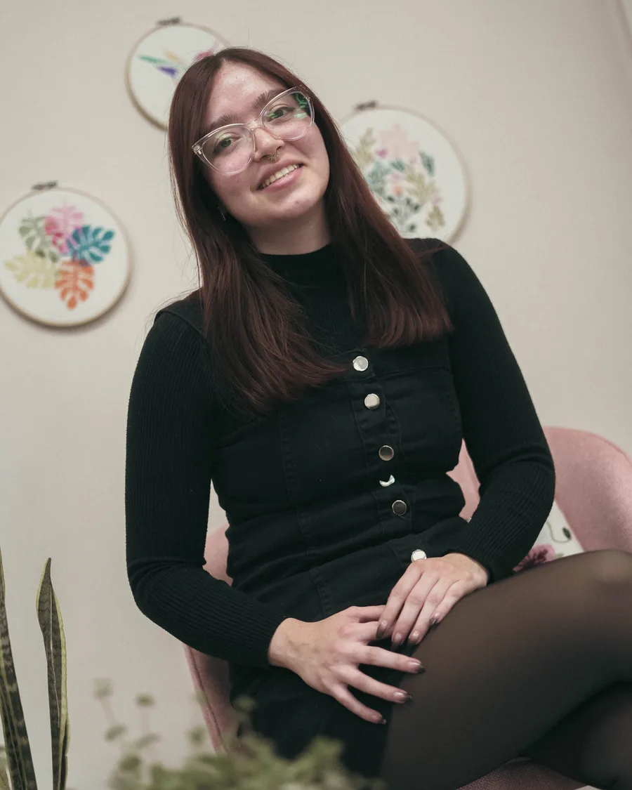 Gaby Villablanca en su salón